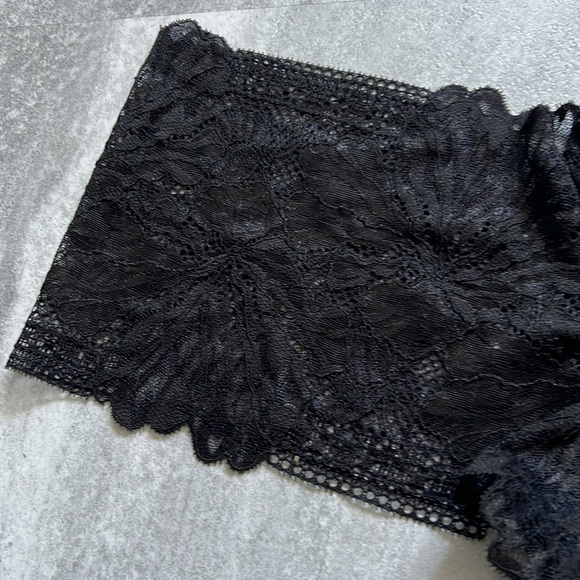 Black floral lace boy shorts underwear Large soft panties - Picture 3 of 8